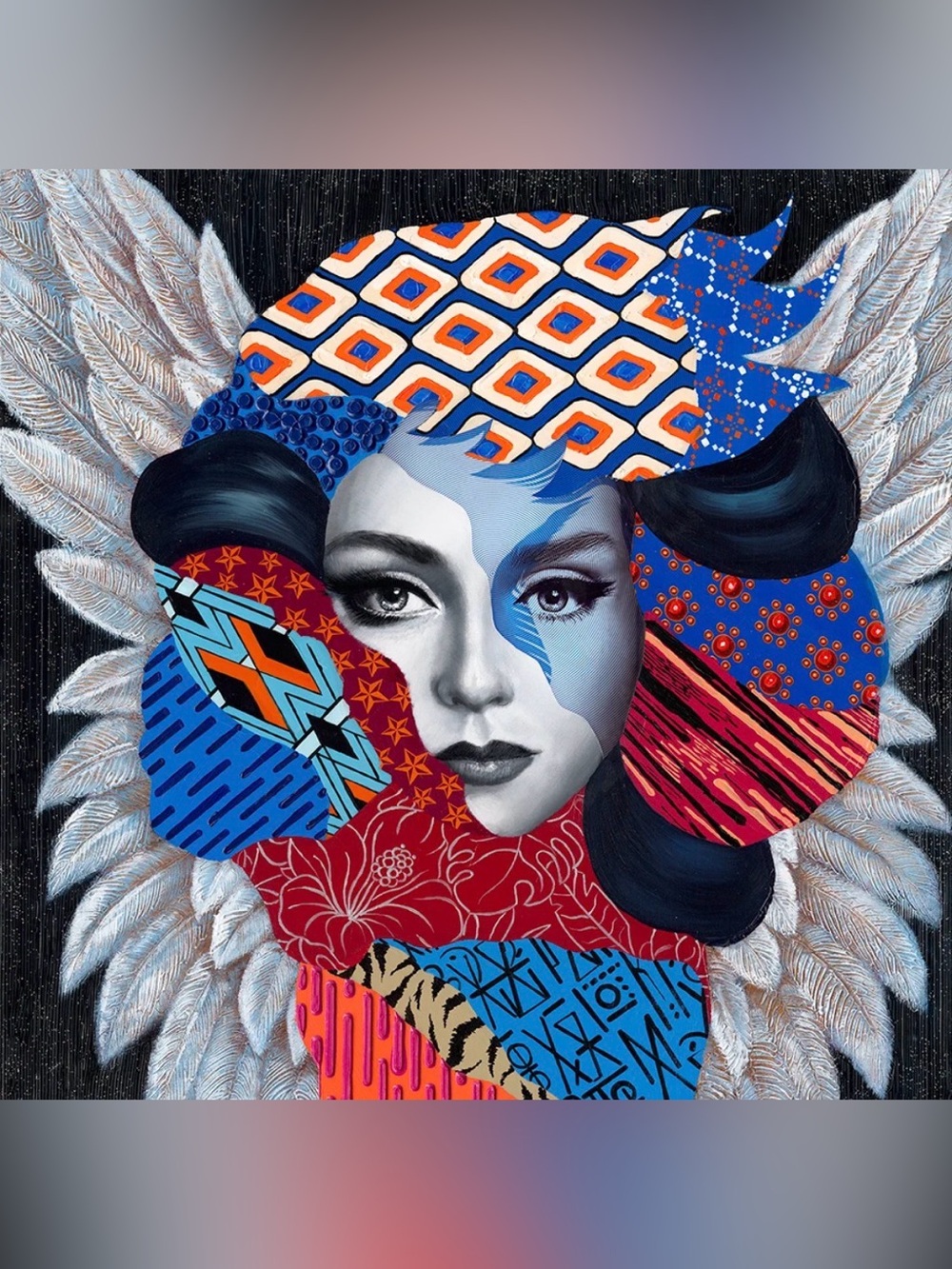 Woman With Feathers | 100% Hand Painted Canvas Wall Art